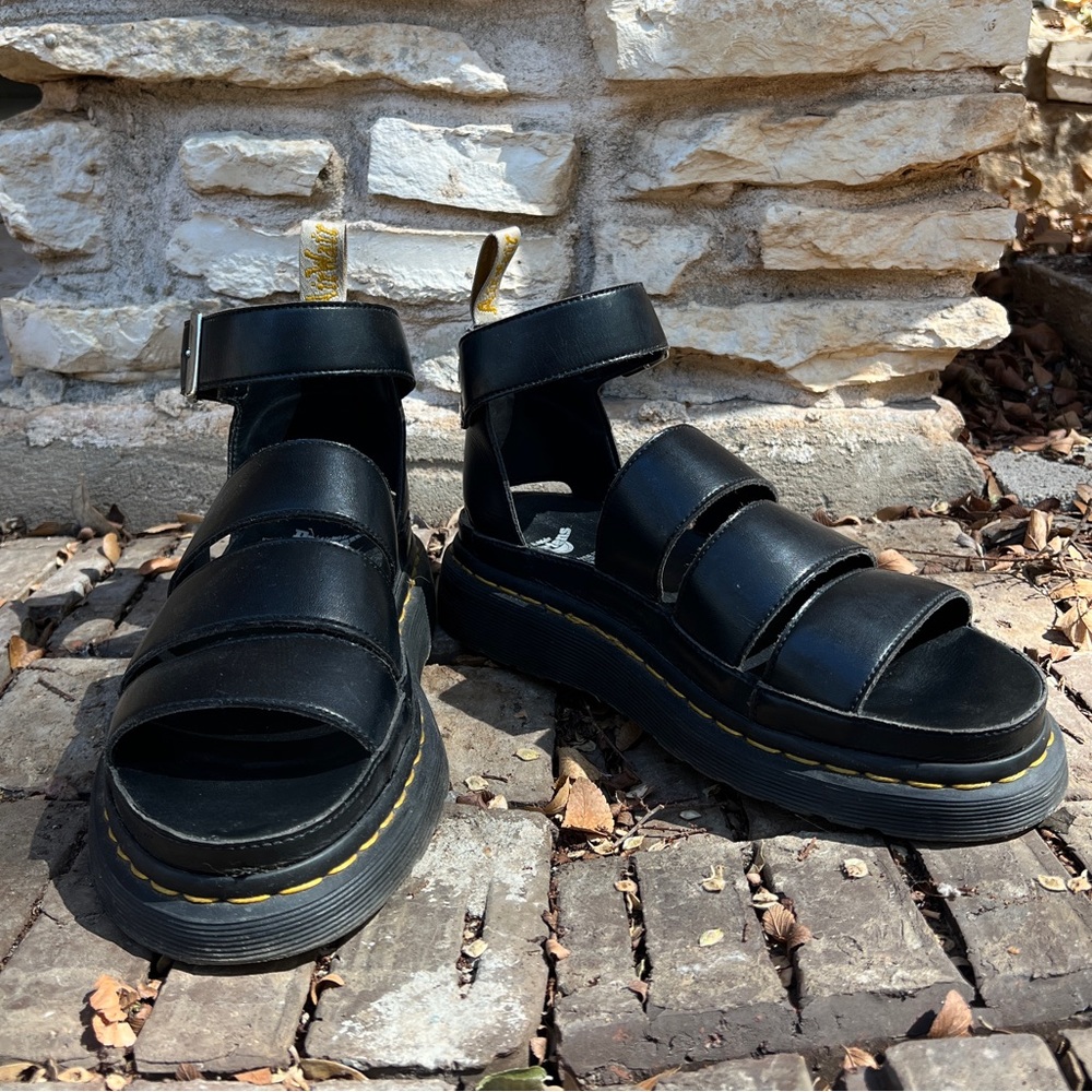 Dr Martens black platform sandals vegan leather size 9, hardly worn!